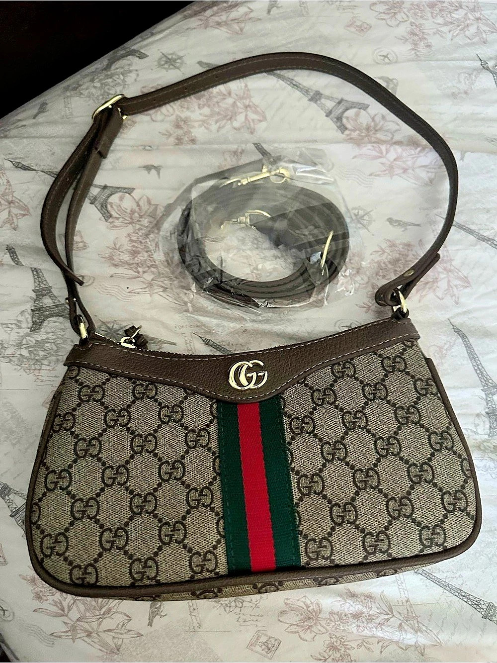GG Supreme Mini Shoulder Bag Brown & Green